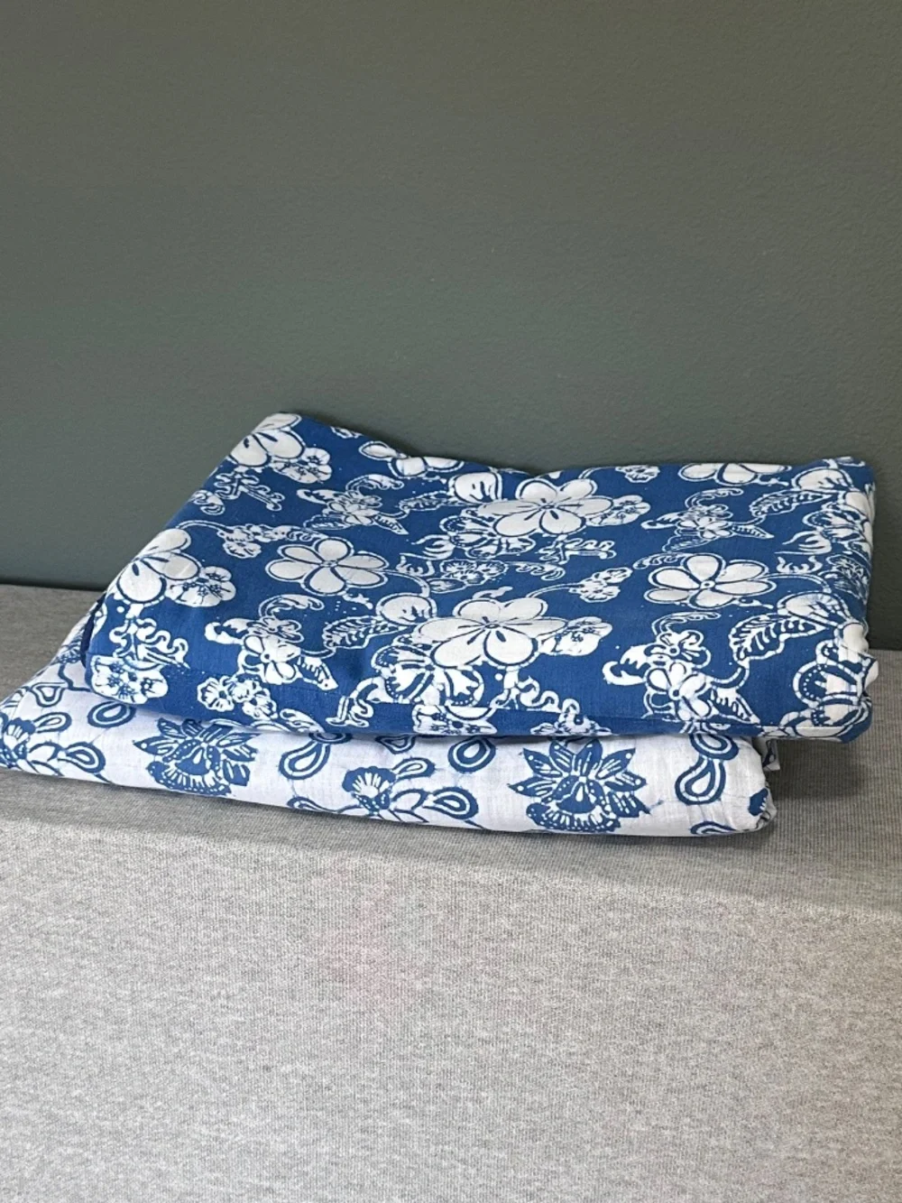 Batik Indigo & White Hand-Blocked Design Twin Duvet Covers: Set of 2